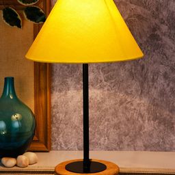 Devansh Yellow & Brown Solid Traditional Table Lamp with Shade-9