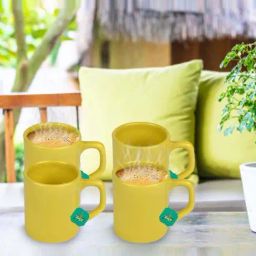 Urban Chef Yellow Ceramic Droite Handcrafted Microwave Safe Cup - Set of 4-image-18
