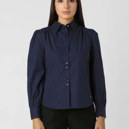 Van Heusen Navy Cotton Printed Formal Shirt-image-54