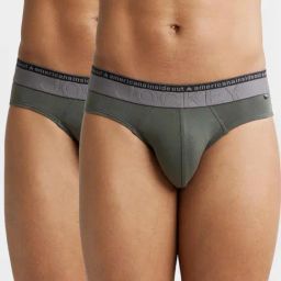 Jockey US59 Deep Olive Super Combed Cotton Briefs with Ultrasoft Waistband - Pack of 2-20