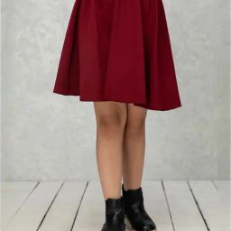 NEUDIS Kids Maroon Solid Skirt-image-37