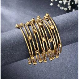 Peora Golden Oxidized Bangles Set for Women-image-13