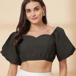 Melon By plusS Black Cotton Plain Crop Top-picture-43
