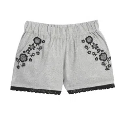 Cherry Crumble By Nitt Hyman Kids Grey Embroidered Shorts-image-19