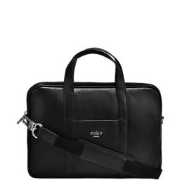 Eske Halle Black Leather Medium Laptop Messenger Bag-picture-0