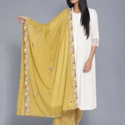 W Celery Green Embroidered Dupatta-image-82
