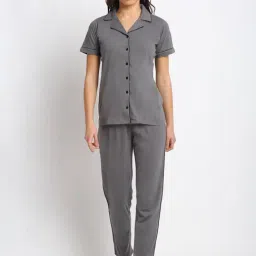 Boston Club Grey Cotton Shirt With Pyjamas-image-57