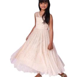 BIBA Girls Beige Embellished Gown-image-65