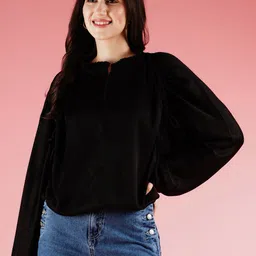 Globus Black Extended Sleeves Ruched Top-picture-14