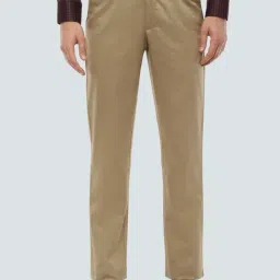 Louis Philippe Brown Cotton Slim Fit Flat front trousers-picture-39
