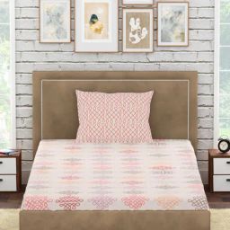 Petal Home Vellore Floral White 300 TC Cotton Single Bed Sheet with 1 Pillow Cover-image-51