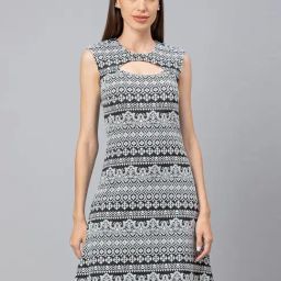 Globus Black Printed A-Line Dress-image-39