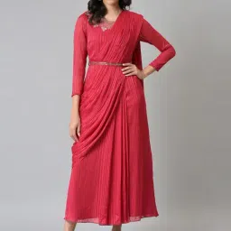 Wishful by W Coral Red A-Line Dress-image-39