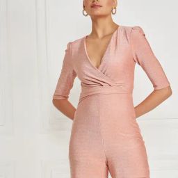 KASSUALLY Peach Textured Mini Rompers-picture-13