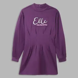 Elle Kids Purple Flared Fit Full Sleeves Dress-image-25