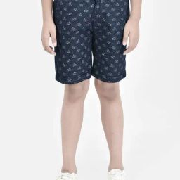 Crimsoune Club Kids Navy Cotton Floral Print Shorts-image-69