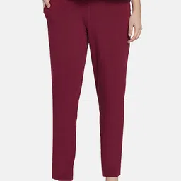 Go Colors Women Maroon Regular Fit Solid Regular Trousers-image-40