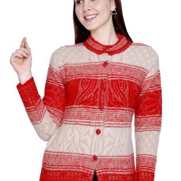 Chatanya Women Striped Round Neck Cardigan-image-88