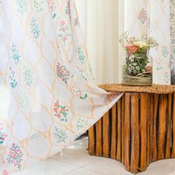 Urban Space Multicolor Polyester Printed Long Door Curtain with Eyelets & Tiebacks - Set of 2 (8 ft)-18