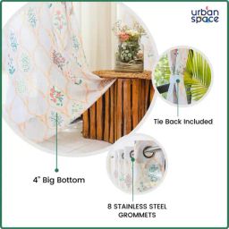 Urban Space Multicolor Polyester Printed Long Door Curtain with Eyelets & Tiebacks - Set of 2 (8 ft) image 4