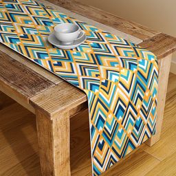 Alina decor Yellow & Blue Geometric Digital Printed Table Runner-45