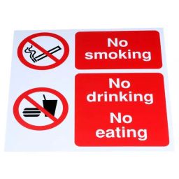 RS PRO PP No Smoking Prohibition Sign No smoking - No drinking - No eating English, 7631724-36