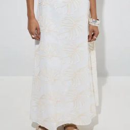 LOV by Westside White Leaf Embroidered High-Rise Skirt-image-12