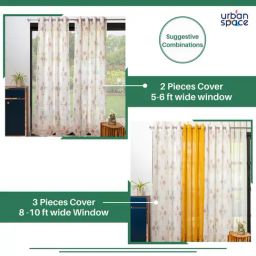 Urban Space Multicolor Polyester Printed Long Door Curtain with Eyelets & Tiebacks - Set of 2 (8 ft) image 5