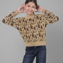 Crimsoune Club Kids Brown Printed Full Sleeves Sweater-image-41