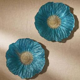Pure Home and Living Blue Glass Floral Shaped Dinner Plates - Set of 2-image-90