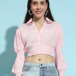 Oxolloxo Pink Regular Fit Crop Top-image-59