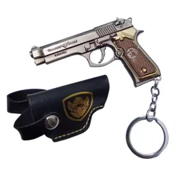 Jharjhar Brown Silver Color Fire Arms Key Chain (A) JV-166-34