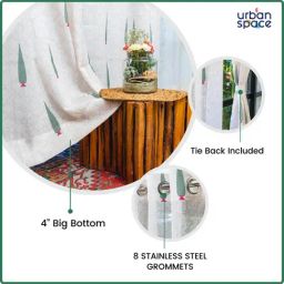 Urban Space Multicolor Polyester Printed Door Curtain with Eyelets & Tieback - Set of 2 (7 ft) image 4