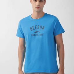 Reebok Blue Slim Fit Printed Sports T-Shirt-image-96