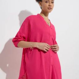 Wunderlove by Westside Fuchsia Solid Beach Shirt-image-68