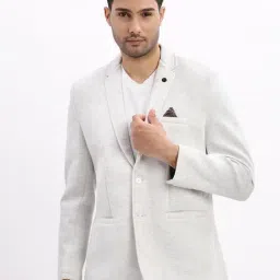 SHOWOFFFF Grey Cotton Solid Slim Fit Blazer-picture-40