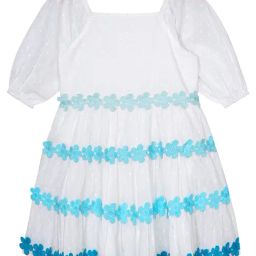 Budding Bees Kids White Embroidered Dress-image-71