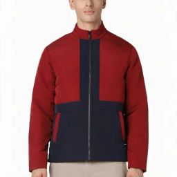 Van Heusen Maroon Cotton Regular Fit Colour Block Jacket-picture-12