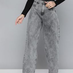 Flying Machine Women Grey Wide Leg High-Rise Light Fade Stretchable Casual Jeans-image-51