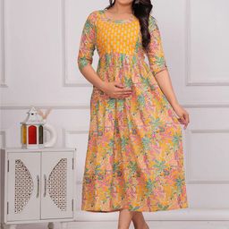 FEMARY Floral Print Maternity Maxi Dress-picture-25