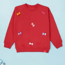 Kiddopanti Girls Coral Pink Regular Fit Sweatshirt-picture-20