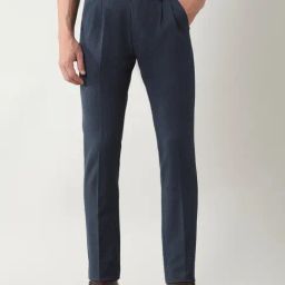 Arrow Blue Slim Fit Self Pattern Trousers-image-85
