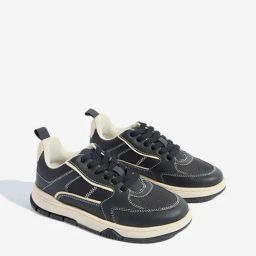 Yellow by Westside Black Solid Lace-Up Sneakers-3