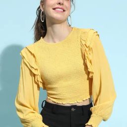 Oxolloxo Yellow Regular Fit Crop Top-picture-22