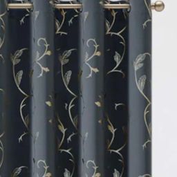 Urban Space Gold Leaf Grey Polyester Black Out Door Curtain-image-31