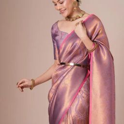 Saree Mall Mauve Silk Self Saree with Blouse Piece-image-47