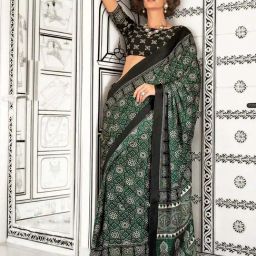 Stylum Green Printed Saree With Unstitched Blouse-picture-15