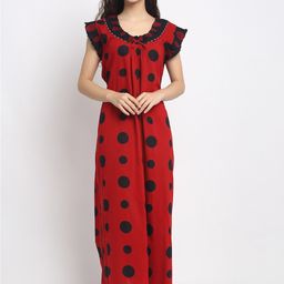 Secret Wish Red & Black Printed Nightdress-image-35