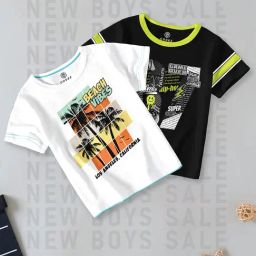 Codez Kids White & Black Printed T-Shirt (Pack Of 2)-10