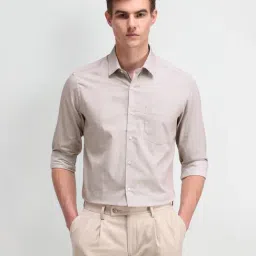 Arrow Brown Cotton Slim Fit Checks Shirt-picture-49